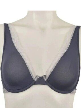 Victoria's Secret Unlined Demi  Lace Trim Soft Sheer Underwire Blue Size 32D